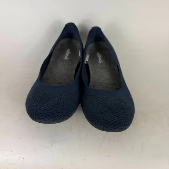 Allbirds Tree Breezers Ballet Flats Women's 8.5 Navy Blue Knit Slip-On Comfort - Picture 4 of 10